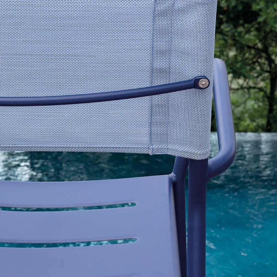 مجموعة من 4 كراسي حديقة معدنية مجلفنة وباتيلين - بريستيجيو Viadurini