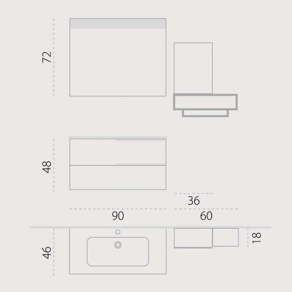مجموعة من أثاث الحمام الخشبي بتصميم معلق مصنوع في إيطاليا تشيزينا Viadurini