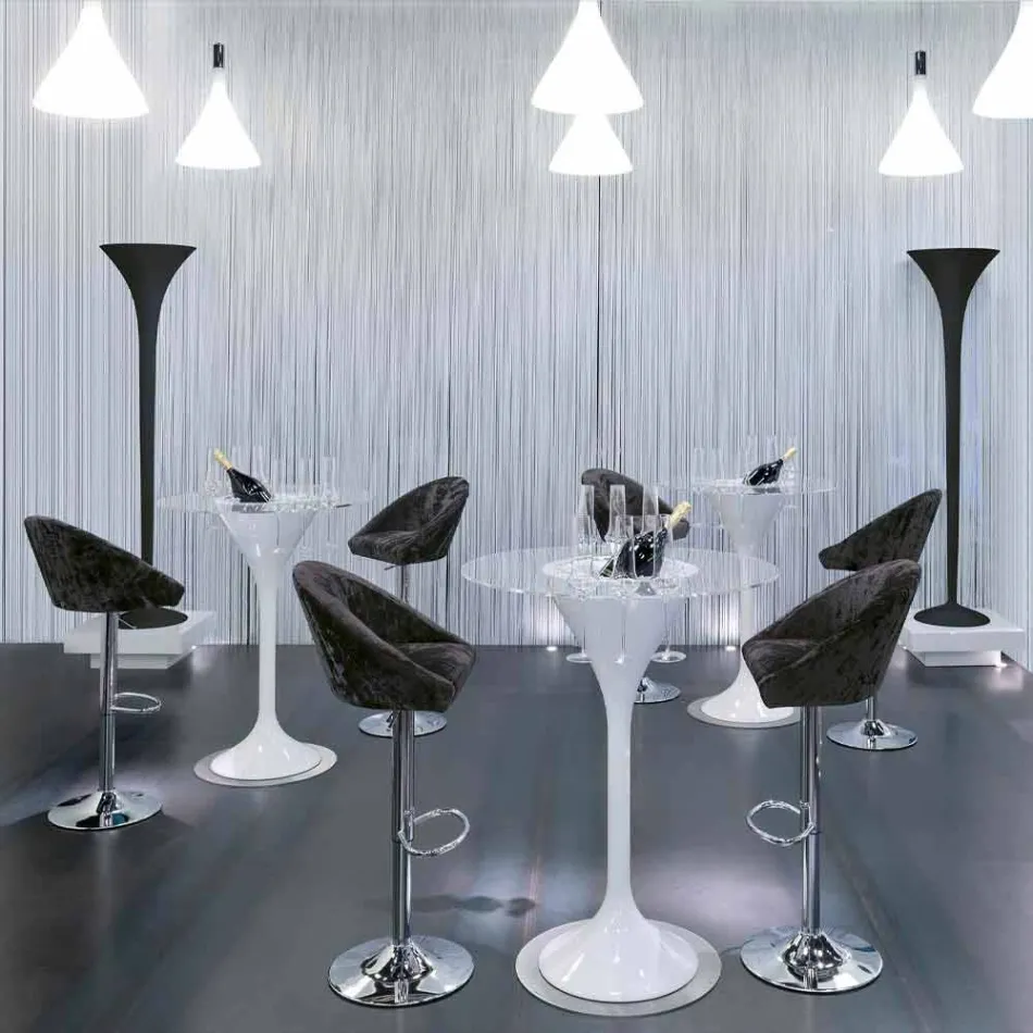 كرسي مرتفع من المخمل والفولاذ مع رافعة قابلة للتعديل، صنع في إيطاليا - بلباو Viadurini