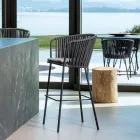 كرسي بار خارجي مصنوع من الفولاذ المجلفن والحبل، صنع في إيطاليا - برون Viadurini