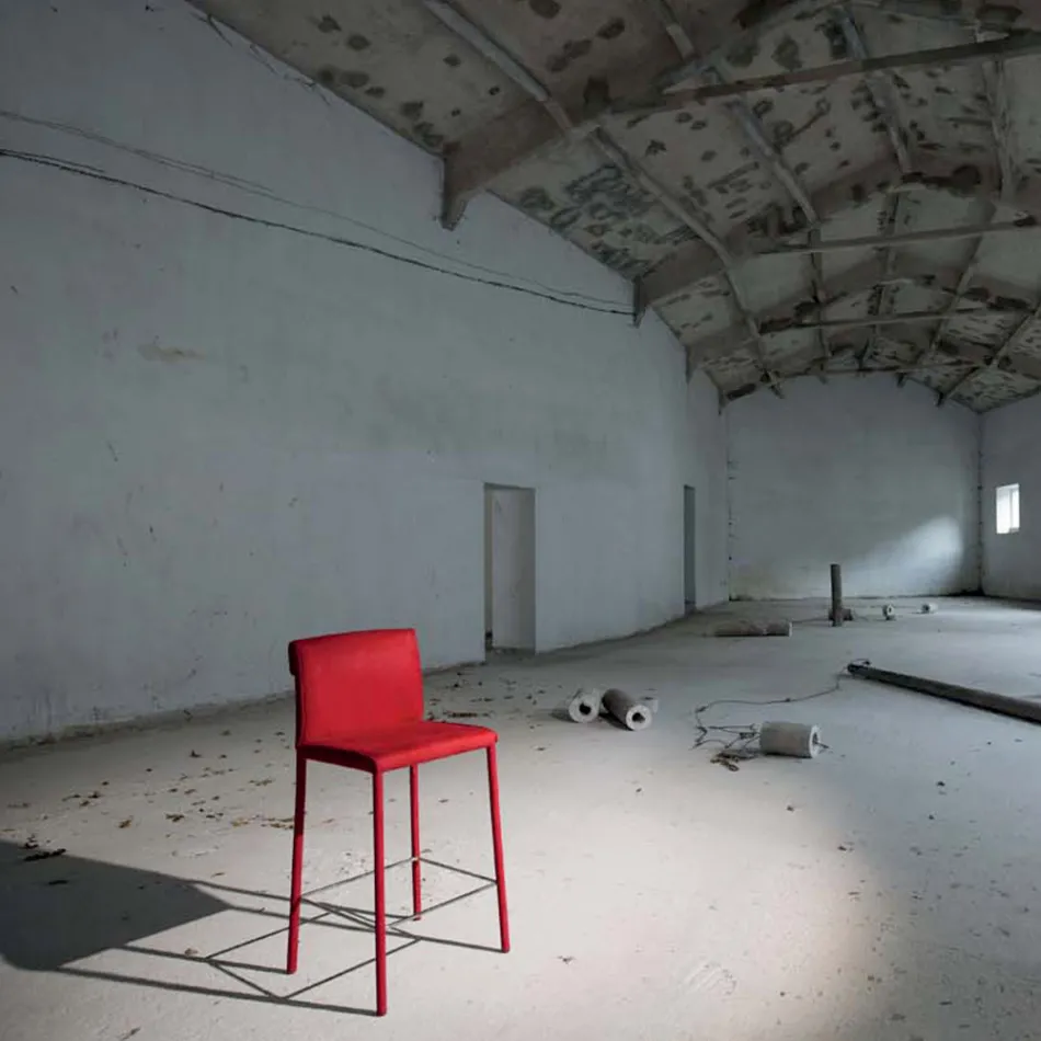 كرسي مبطن بالكامل بألياف تكنوفيبر حمراء، صنع في إيطاليا - شاشة Viadurini