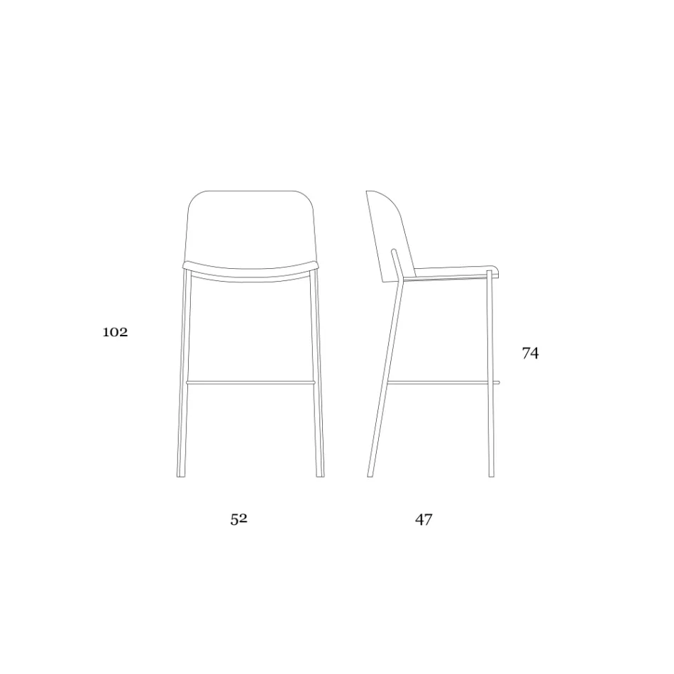 كرسي بقاعدة معدنية ومقعد من الجلد الصناعي، صنع في إيطاليا - آيفي Viadurini