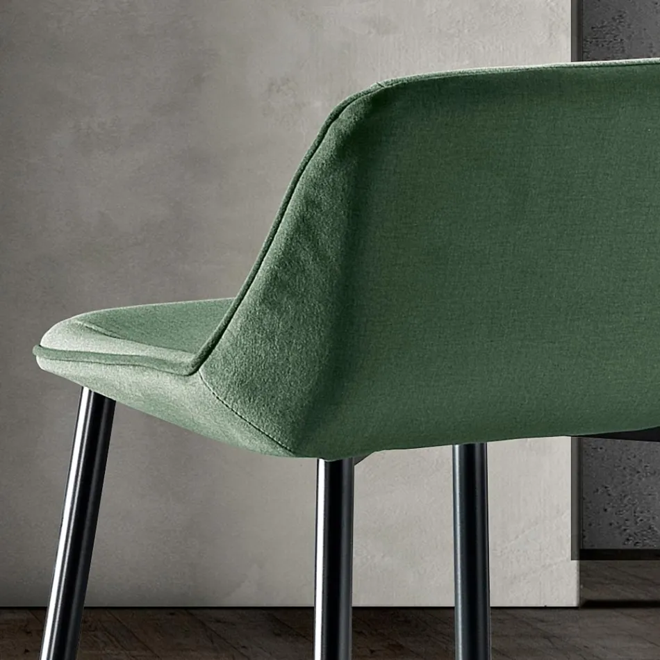 كرسي بأرجل معدنية ومقعد من القماش أحادي الهيكل، صنع في إيطاليا - هيناتا Viadurini