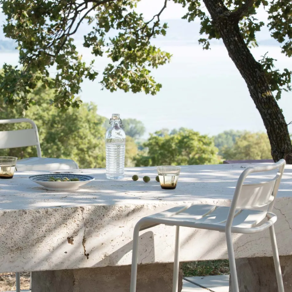 كرسي خارجي قابل للتكديس مصنوع من المعدن المجلفن، صنع في إيطاليا - أمينة Viadurini