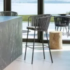 كرسي حديقة من الفولاذ المقاوم للصدأ ومسند ظهر من الحبل - لوكسورا Viadurini