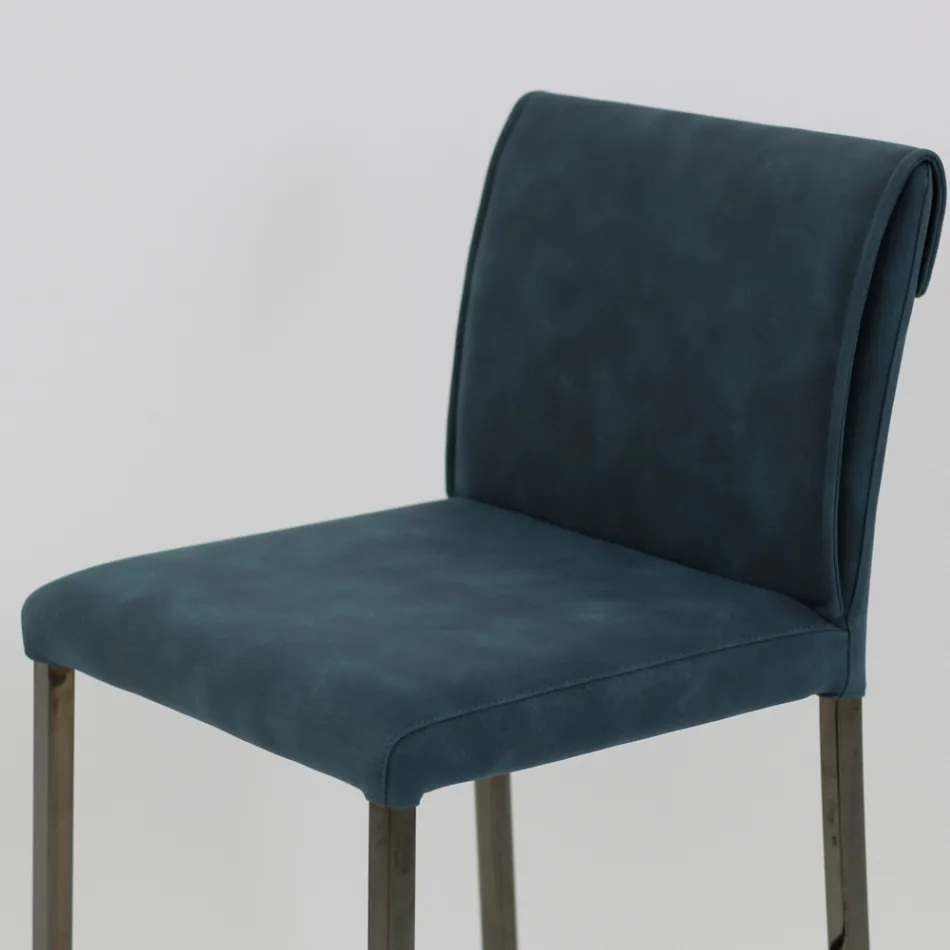 كرسي غرفة المعيشة مصنوع من الجلد الصناعي وهيكل من النيكل، صنع في إيطاليا - كليتو Viadurini