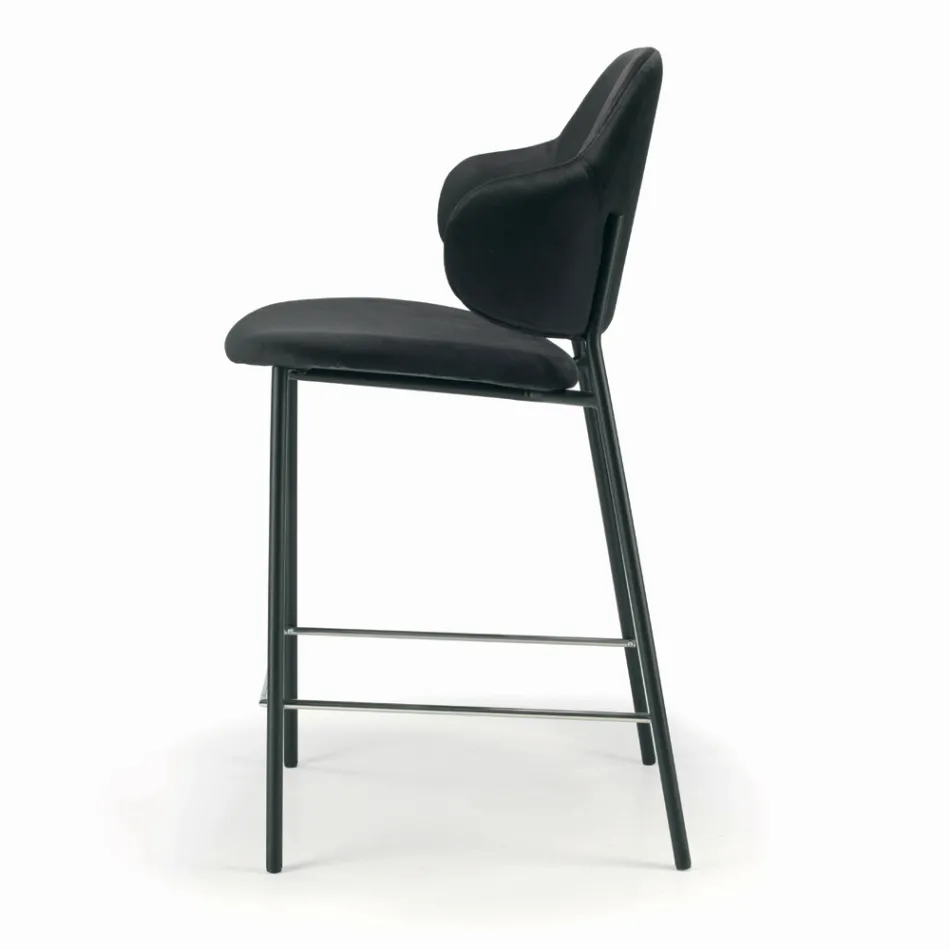 كرسي غرفة المعيشة مصنوع من الفولاذ والمخمل صنع في إيطاليا - ريميني Viadurini