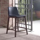 كرسي مطبخ بتصميم ثابت من الجلد والخشب، صنع في إيطاليا - روكو Viadurini