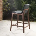 كرسي مطبخ بتصميم ثابت من الجلد والخشب، صنع في إيطاليا - روكو Viadurini