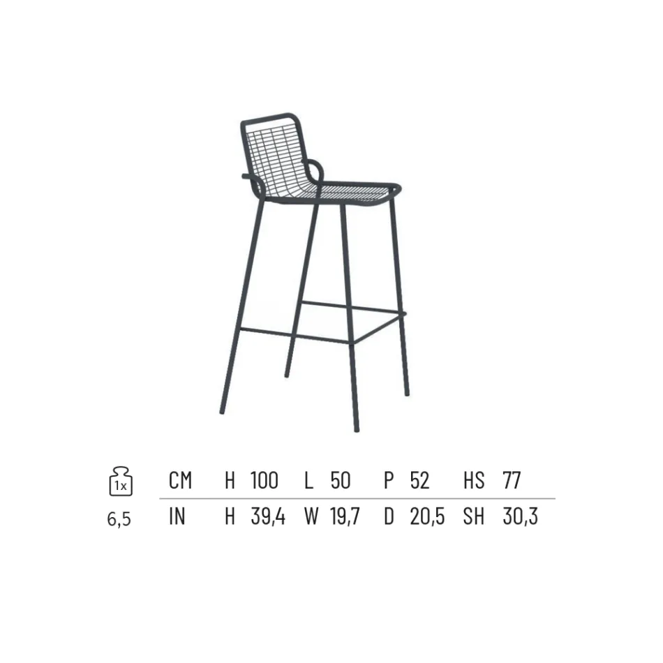 كرسي خارجي قابل للتكديس مصنوع من المعدن في إيطاليا، قطعتان - فيكاس Viadurini