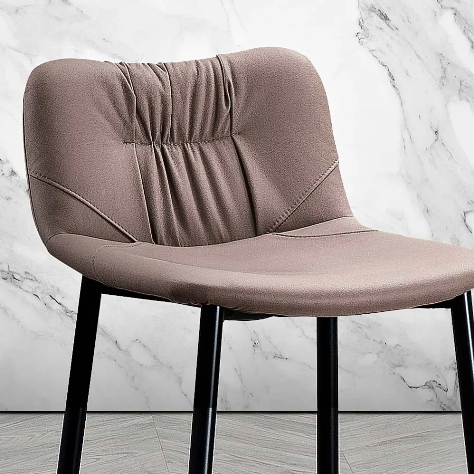 كرسي مصنوع من نسيج ألياف وجلد ومعادن، صنع في إيطاليا - جوهان Viadurini