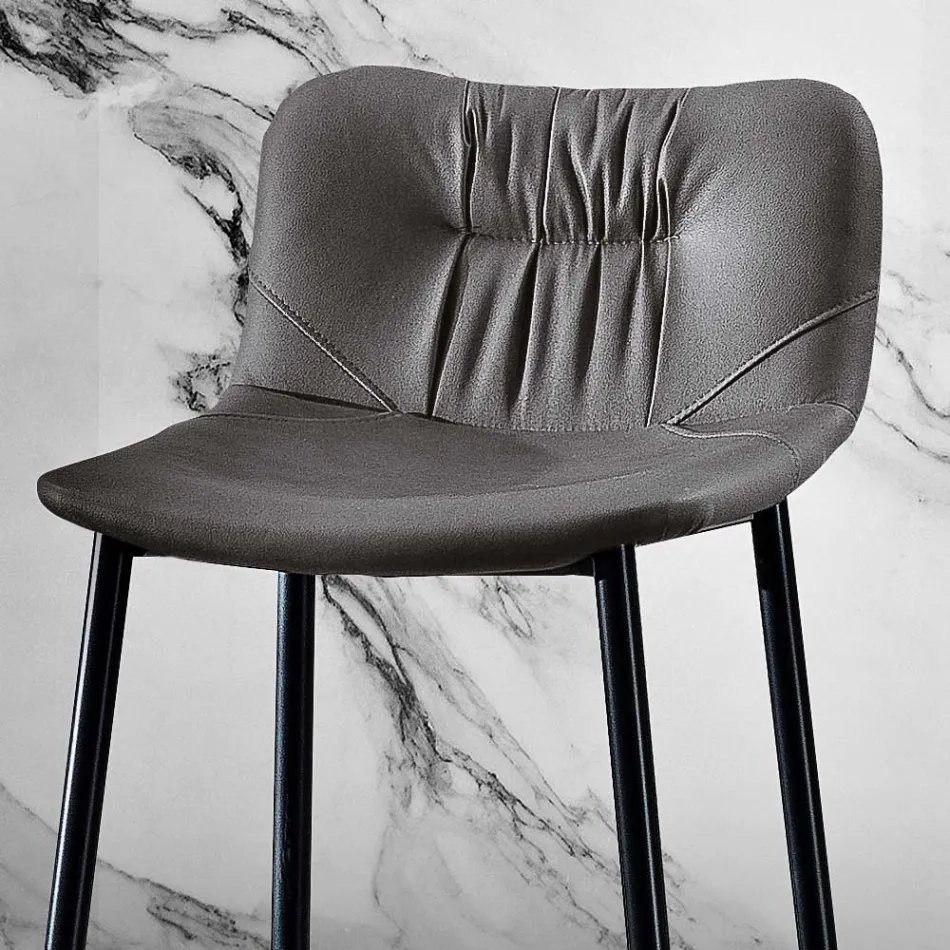 كرسي مصنوع من نسيج ألياف وجلد ومعادن، صنع في إيطاليا - جوهان Viadurini