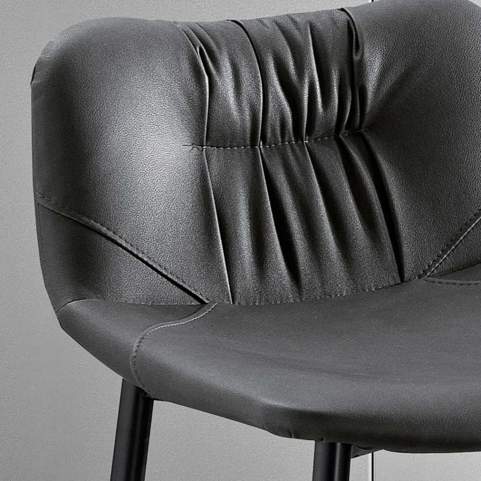 كرسي مصنوع من نسيج ألياف وجلد ومعادن، صنع في إيطاليا - جوهان Viadurini