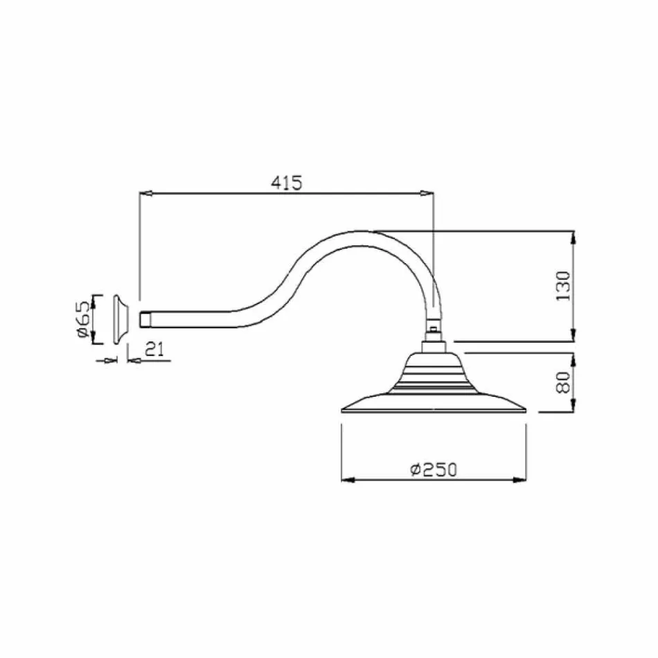 رأس دش كلاسيكي من الفولاذ مع ذراع دش من النحاس صنع في إيطاليا - جيكو Viadurini