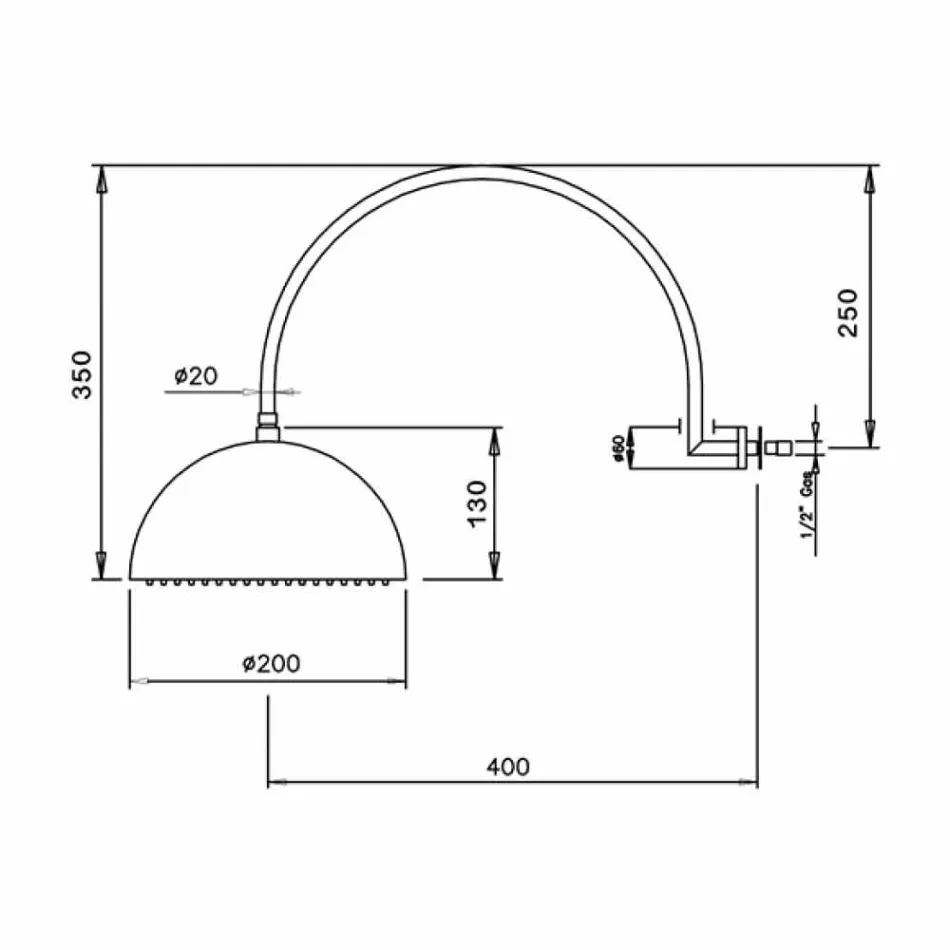 رأس دش جرس فولاذي مع ذراع مقوس صنع في إيطاليا - أورو Viadurini