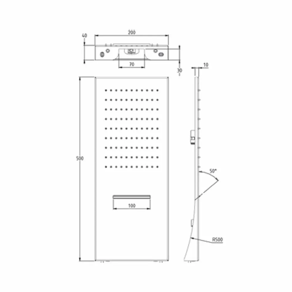 رأس دش مستطيل من الفولاذ المقاوم للصدأ مصنوع في إيطاليا - صافي Viadurini