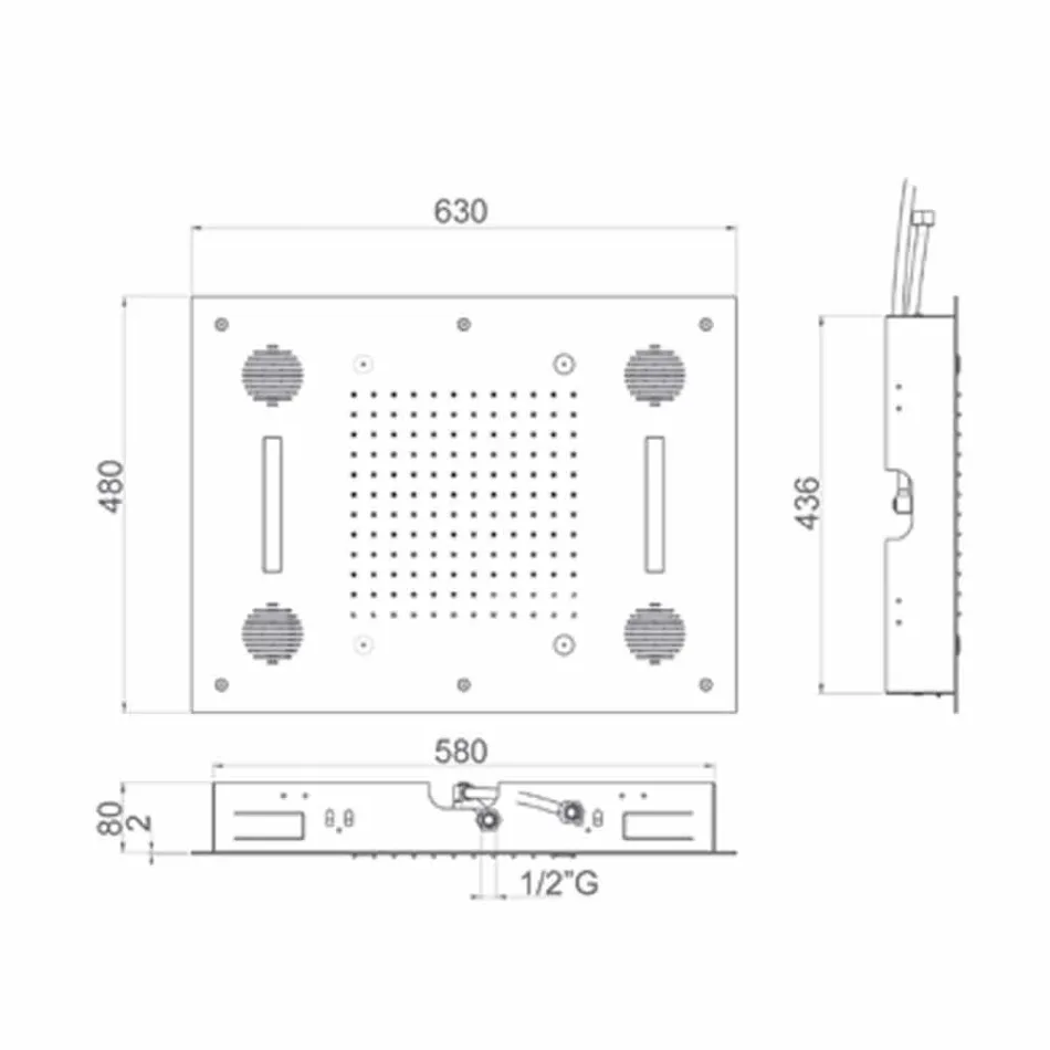 رأس دش فولاذي مزود بتقنية العلاج بالألوان والبلوتوث، صنع في إيطاليا - Elbo Viadurini