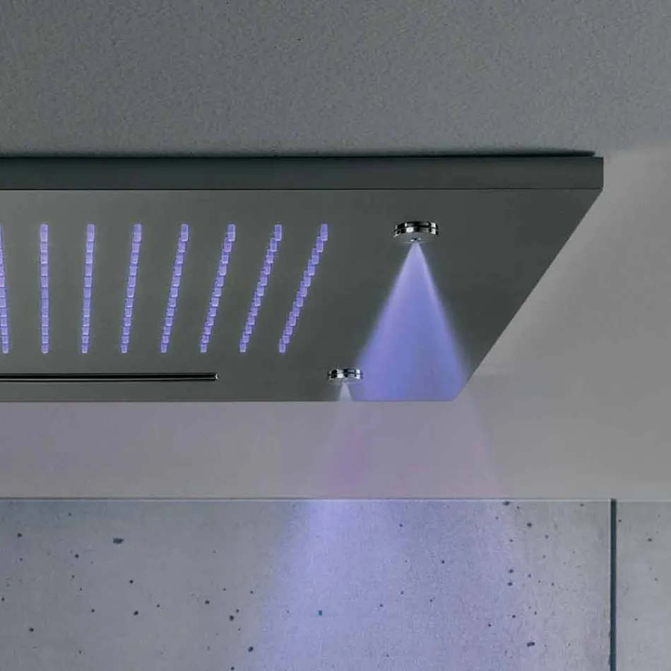 رأس دش من الفولاذ المقاوم للصدأ مع تقنية العلاج بالألوان، صنع في إيطاليا - سولفر Viadurini