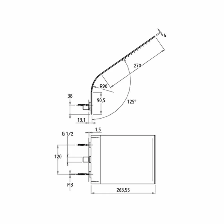 رأس دش رفيع من الفولاذ مع فوهة مطر، صنع في إيطاليا - Vispo Viadurini