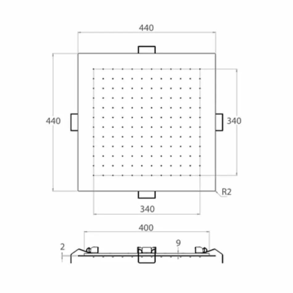 رأس دش مربع السقف مصنوع من الفولاذ في إيطاليا - نشا Viadurini