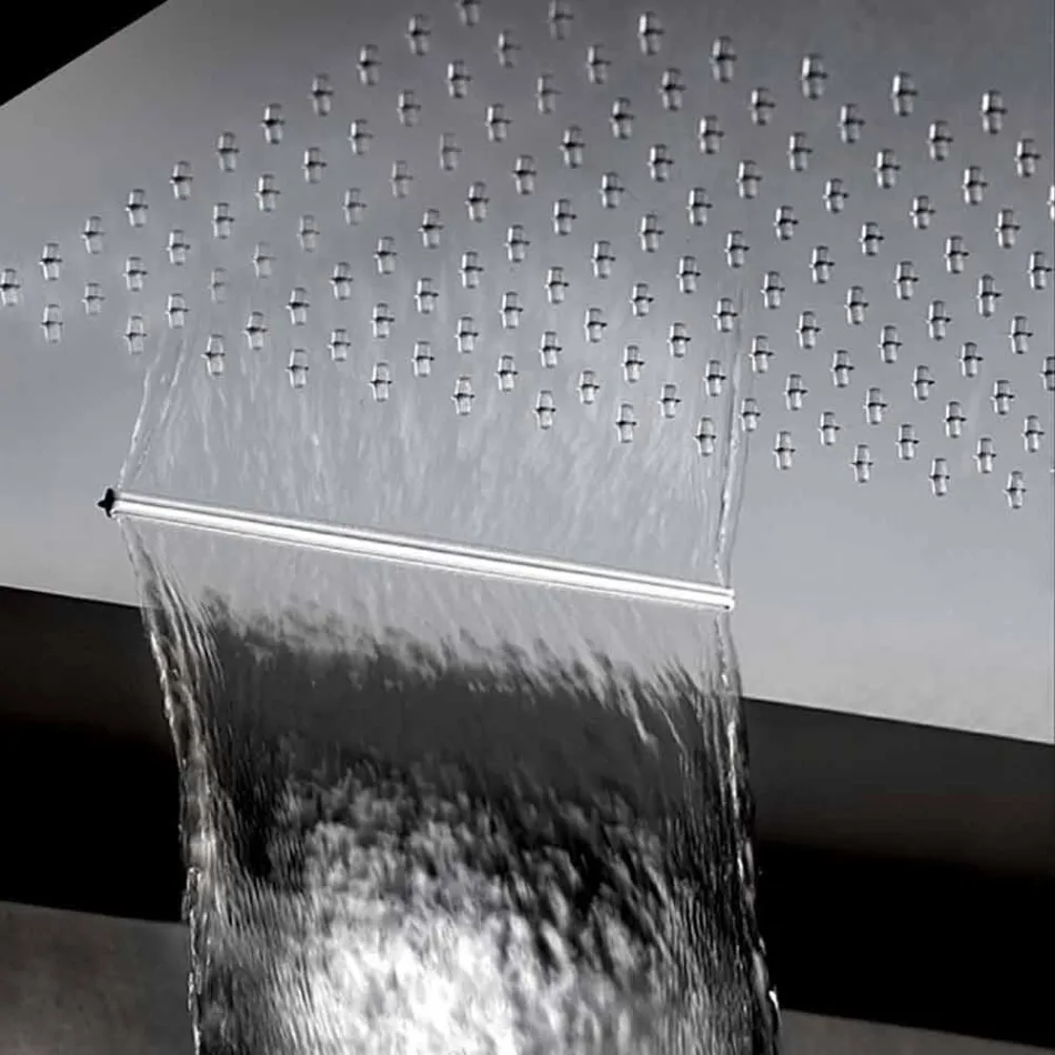 رأس دش مربع من الفولاذ المقاوم للصدأ مع فوهة مزدوجة صنع في إيطاليا - نيلو Viadurini