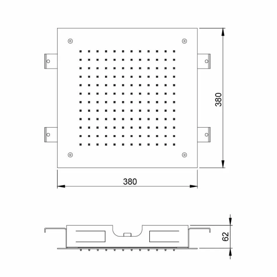 رأس دش مربع أحادي النفث مصنوع من الفولاذ المقاوم للصدأ في إيطاليا - Jet Viadurini