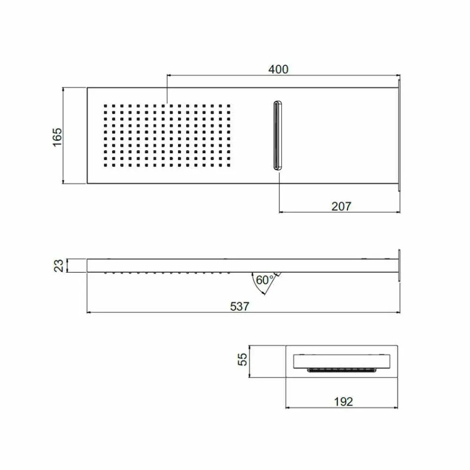 رأس دش مستطيل من الفولاذ المقاوم للصدأ مصنوع في إيطاليا - أحمر Viadurini