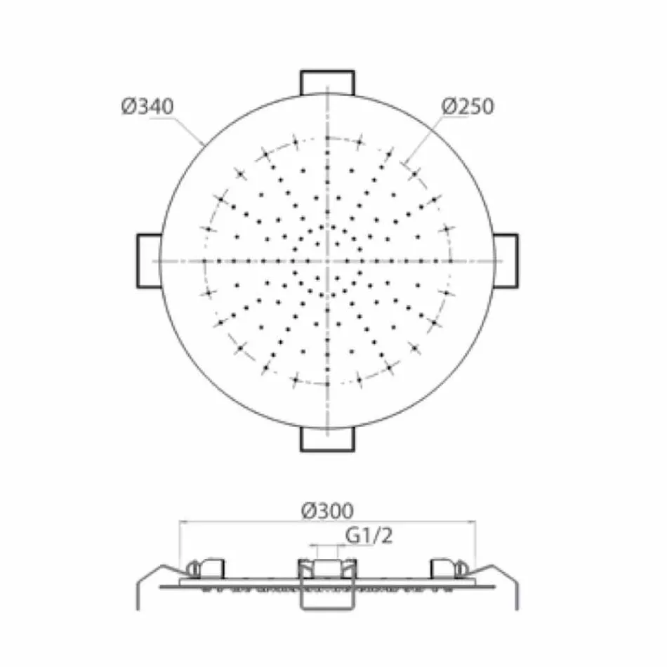 رأس دش دائري للسقف مصنوع من الفولاذ الحديث في إيطاليا - داميان Viadurini