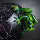 زينة على شكل بيضة مع ضفادع من الزجاج الملون، صنع في إيطاليا - هويفو Viadurini