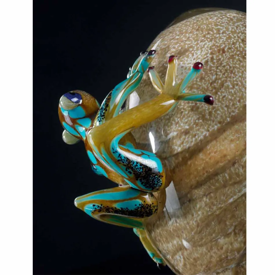 زينة زجاجية على شكل بيضة مع ضفادع مصنوعة في إيطاليا - هيفو Viadurini