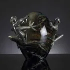 زينة زجاجية على شكل بيضة مع ضفادع مصنوعة في إيطاليا - هيفو Viadurini