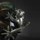 زينة زجاجية على شكل بيضة مع ضفادع مصنوعة في إيطاليا - هيفو Viadurini