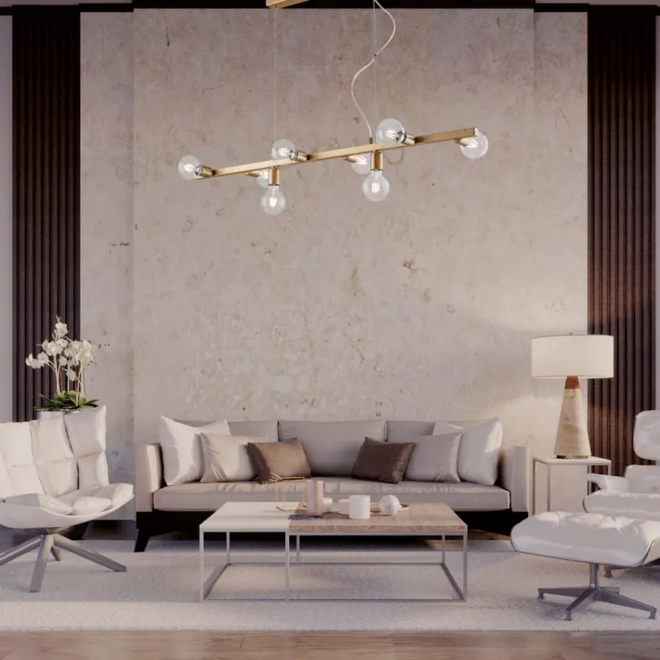 مصباح معلق من الحديد المطلي، صنع في إيطاليا، للديكور الداخلي - فيرونا Viadurini