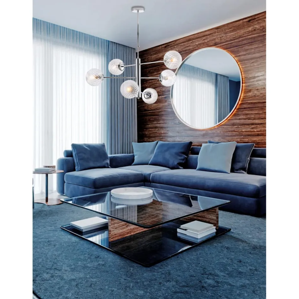 مصباح معلق من الحديد صنع في إيطاليا لتزيين الديكور الداخلي - كريتا Viadurini