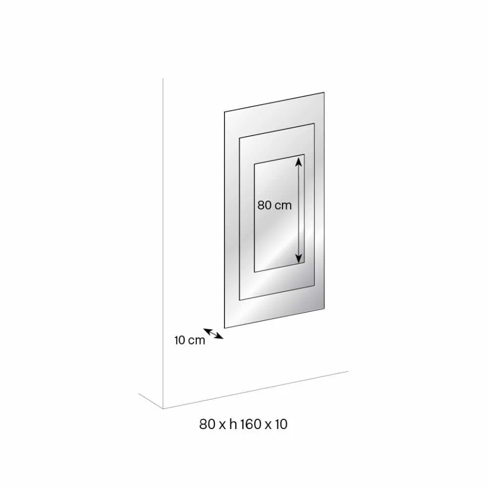 مرآة حائط ثلاثية الطبقات وهيكل أسود بتصميم إيطالي - بلاوديو Viadurini