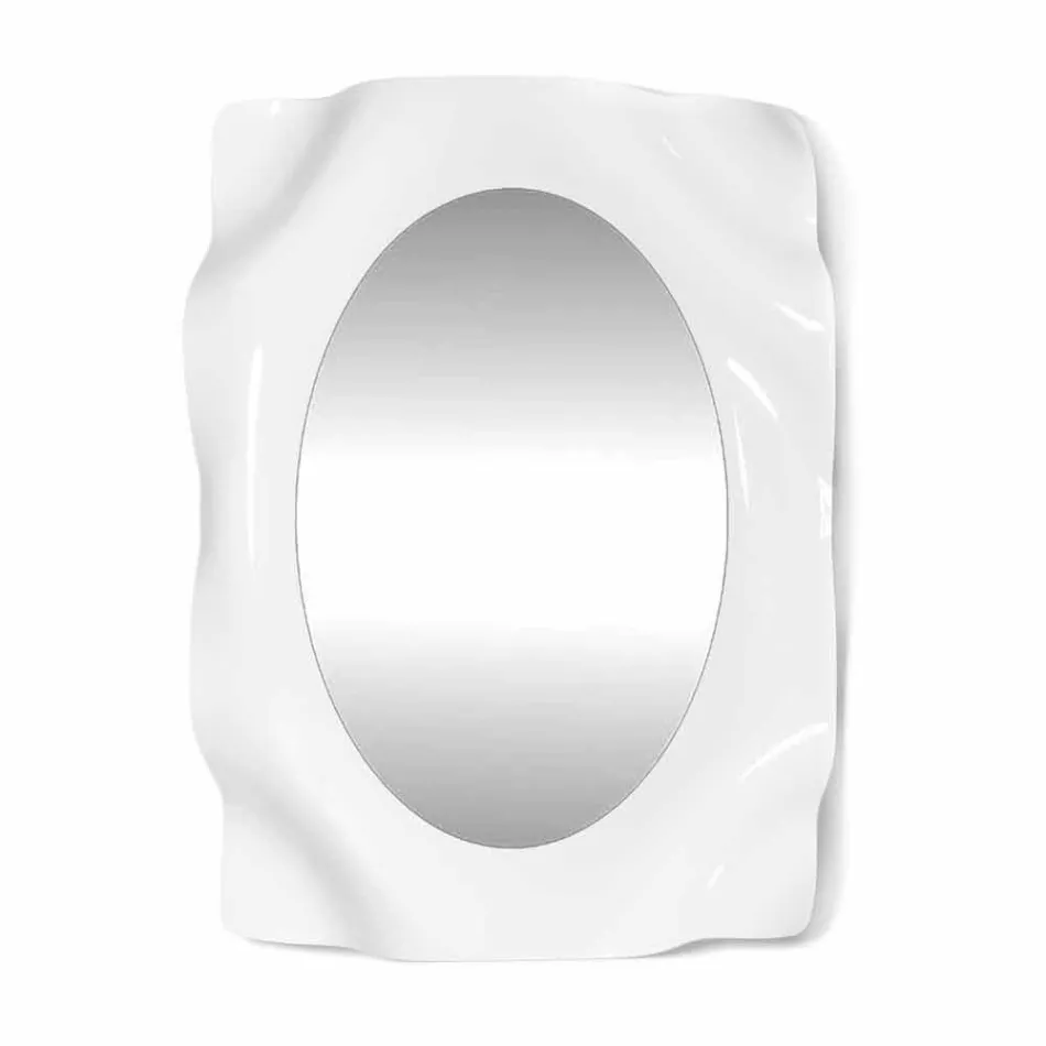 مرآة الحائط البيضاء المعاصرة ديفا، صنع في إيطاليا Viadurini