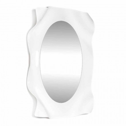 مرآة الحائط البيضاء المعاصرة ديفا، صنع في إيطاليا Viadurini