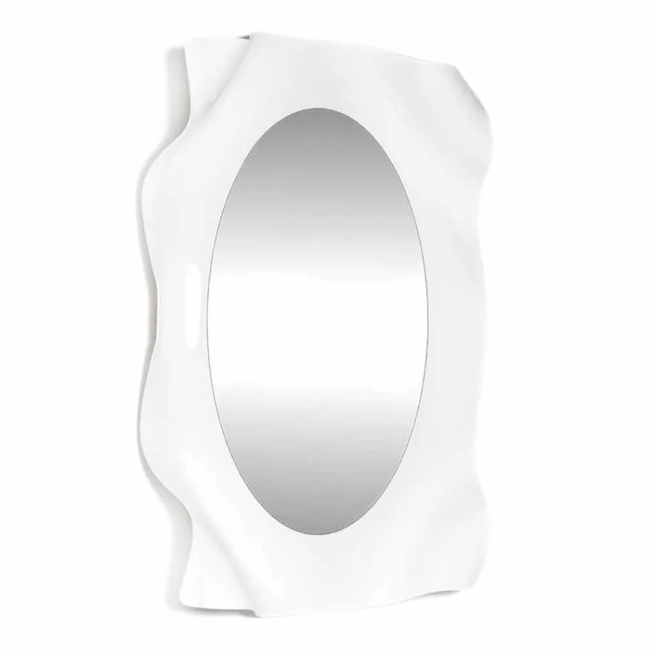 مرآة الحائط البيضاء المعاصرة ديفا، صنع في إيطاليا Viadurini