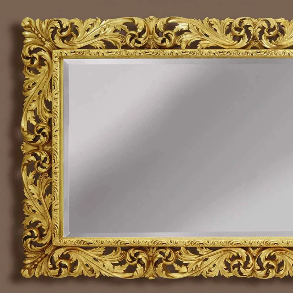 مرآة حائط خشبية بخطوط عصرية مصنوعة يدويًا في إيطاليا أليكس Viadurini