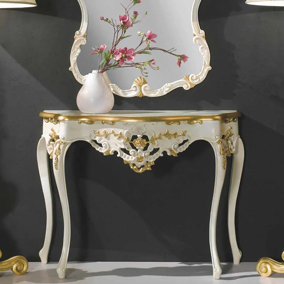 مرآة حائط من خشب التنوب، كونسول، مصنوعة في إيطاليا، سطح من مادة MDF، جيانلوكا Viadurini