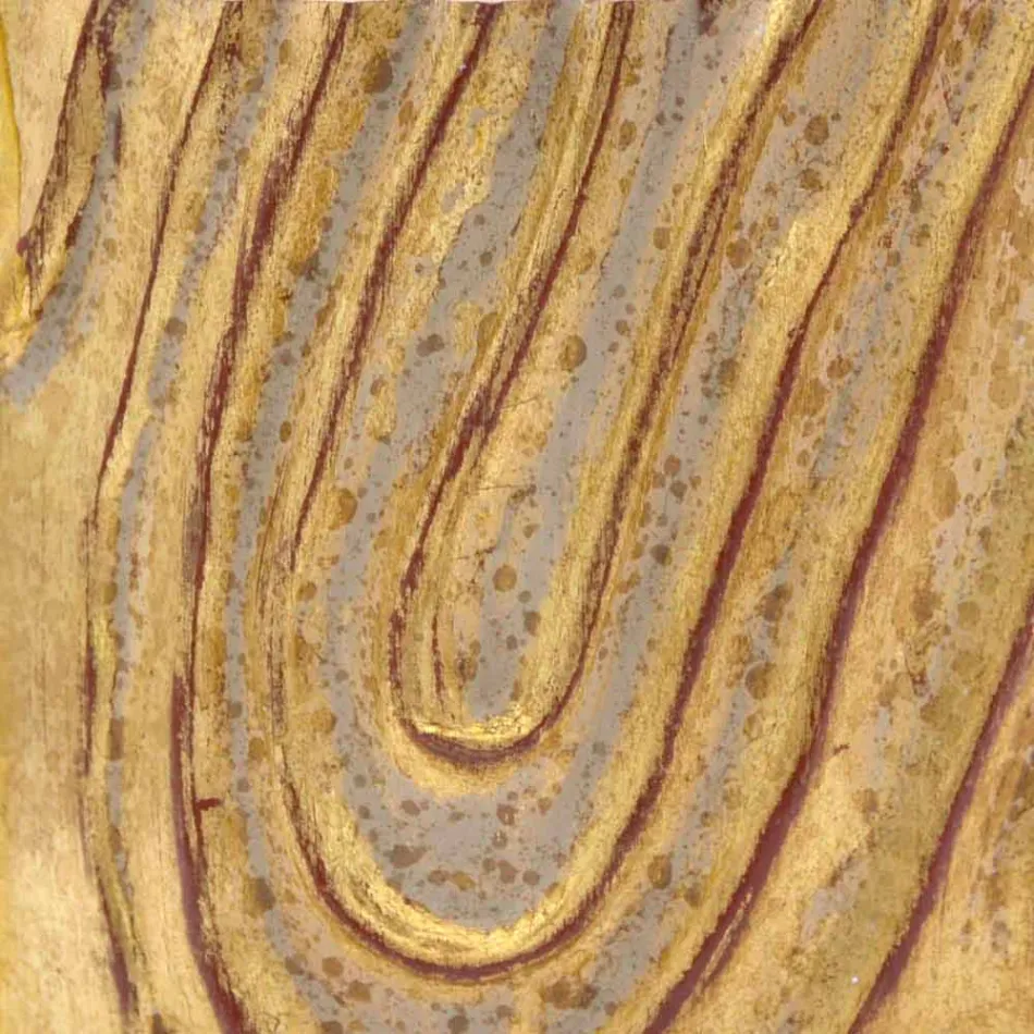 مرآة حائط ذهبية وبيضاء وفضية مصنوعة من خشب أوجينيو صنع في إيطاليا Viadurini