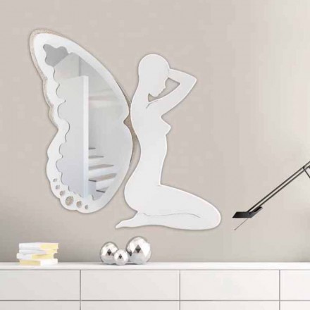 مرآة حائط بيضاء مزخرفة تريلي، صنع في إيطاليا Viadurini