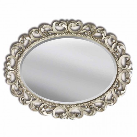 مرآة حائط حديثة مصنوعة يدويًا من خشب التنوب في إيطاليا داريو Viadurini