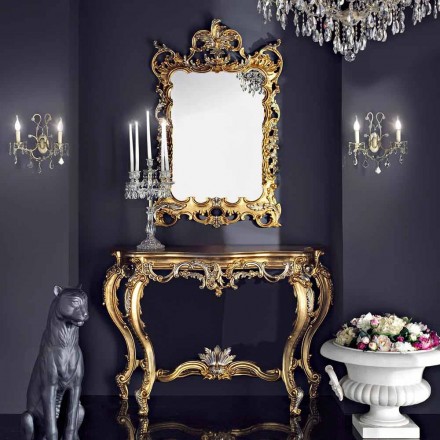 مرآة حائط خشبية ولوح MDF مصنوع في إيطاليا، سطح طاولة أندريا Viadurini