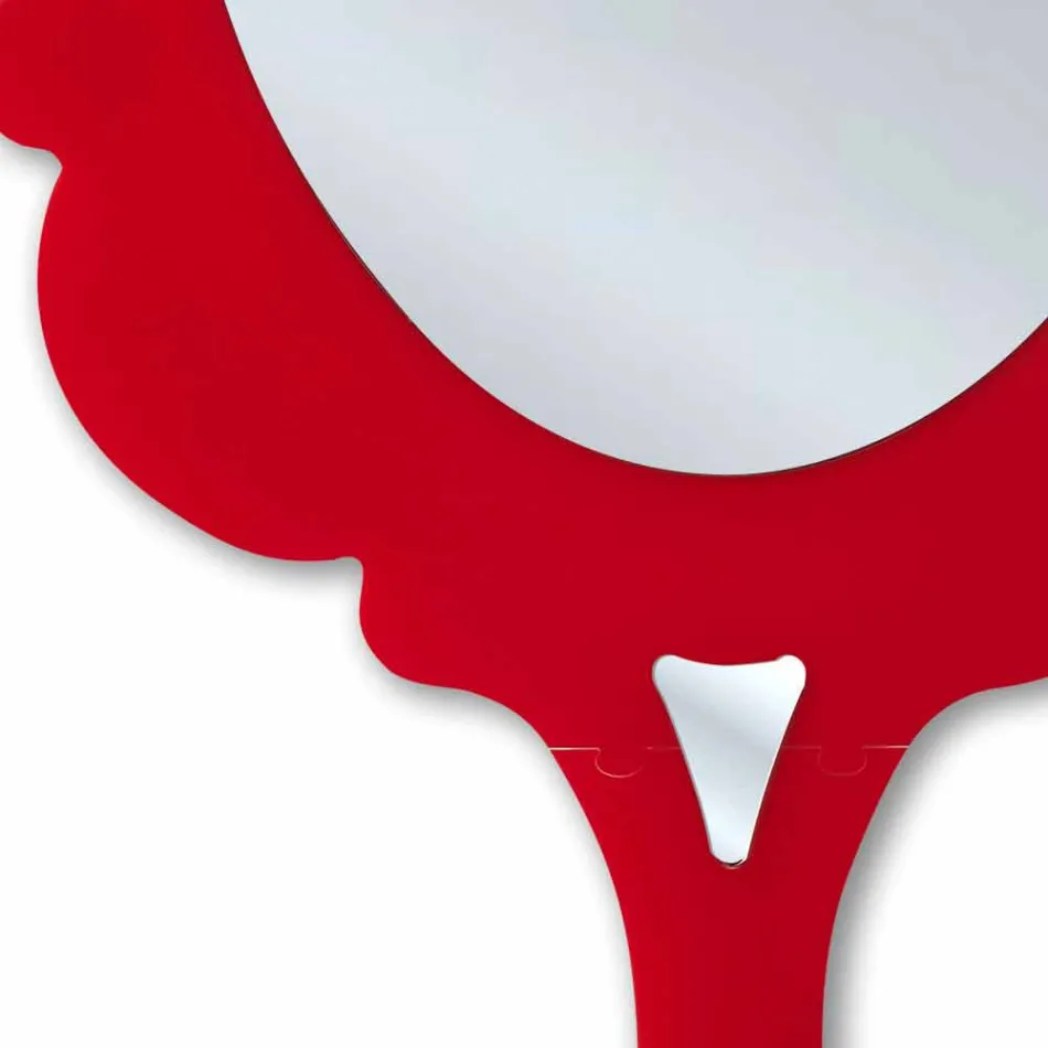 مرآة حائط حمراء بإطار مزخرف، صنعت في إيطاليا Viadurini