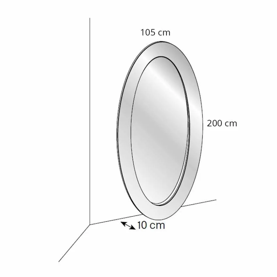 مرآة أرضية بيضاوية حديثة بإطار مائل، صنعت في إيطاليا - سالامينا Viadurini