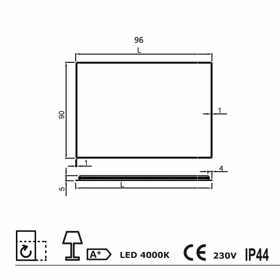مرآة حائط بحواف ساتان، إضاءة LED، تيسا Viadurini