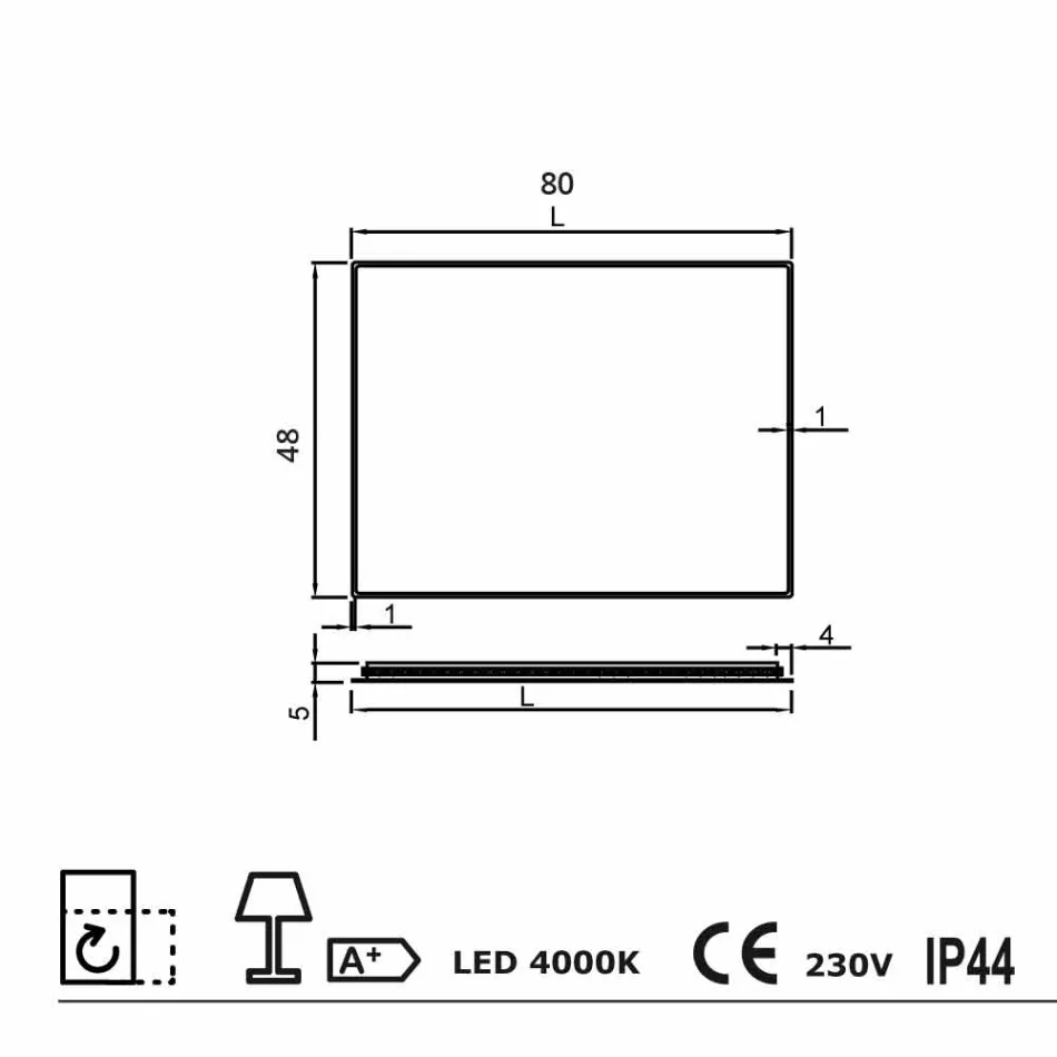 مرآة حائط بحواف ساتان، إضاءة LED، تيسا Viadurini