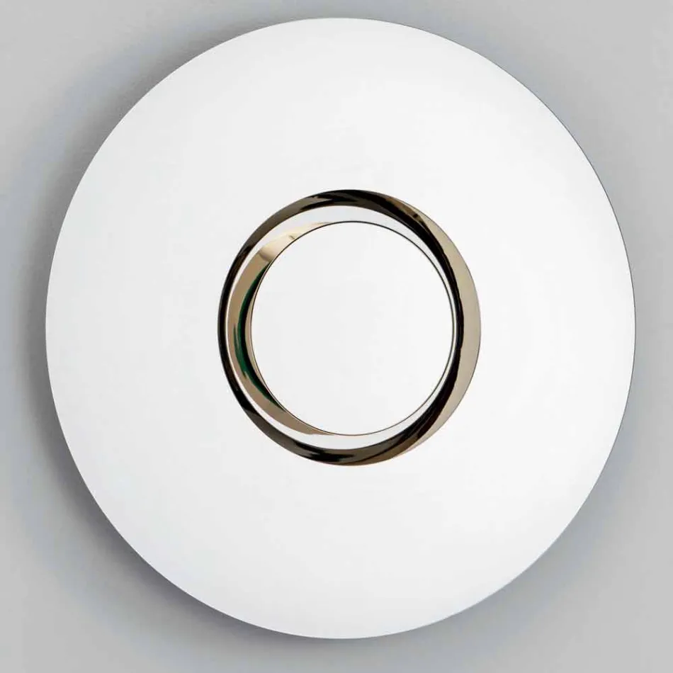 مرآة حائط بتصميم دائري مع معدن ذهبي وقطعة مركزية - ميرال Viadurini