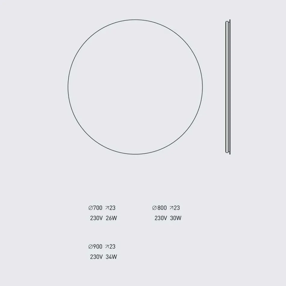 مرآة حائط دائرية بإضاءة خلفية LED مصنوعة في إيطاليا - روندا Viadurini